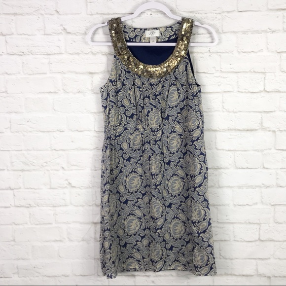 Loft Ann Taylor Baroque Sleeveless Beaded Dress 4P - Picture 2 of 7